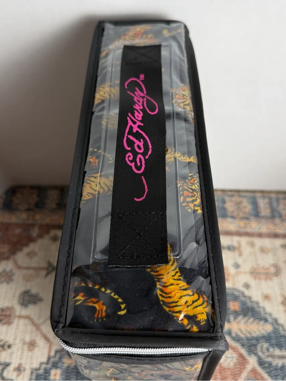 Ed Hardy Black Sheet Set with Gold and Orange Tiger Motif